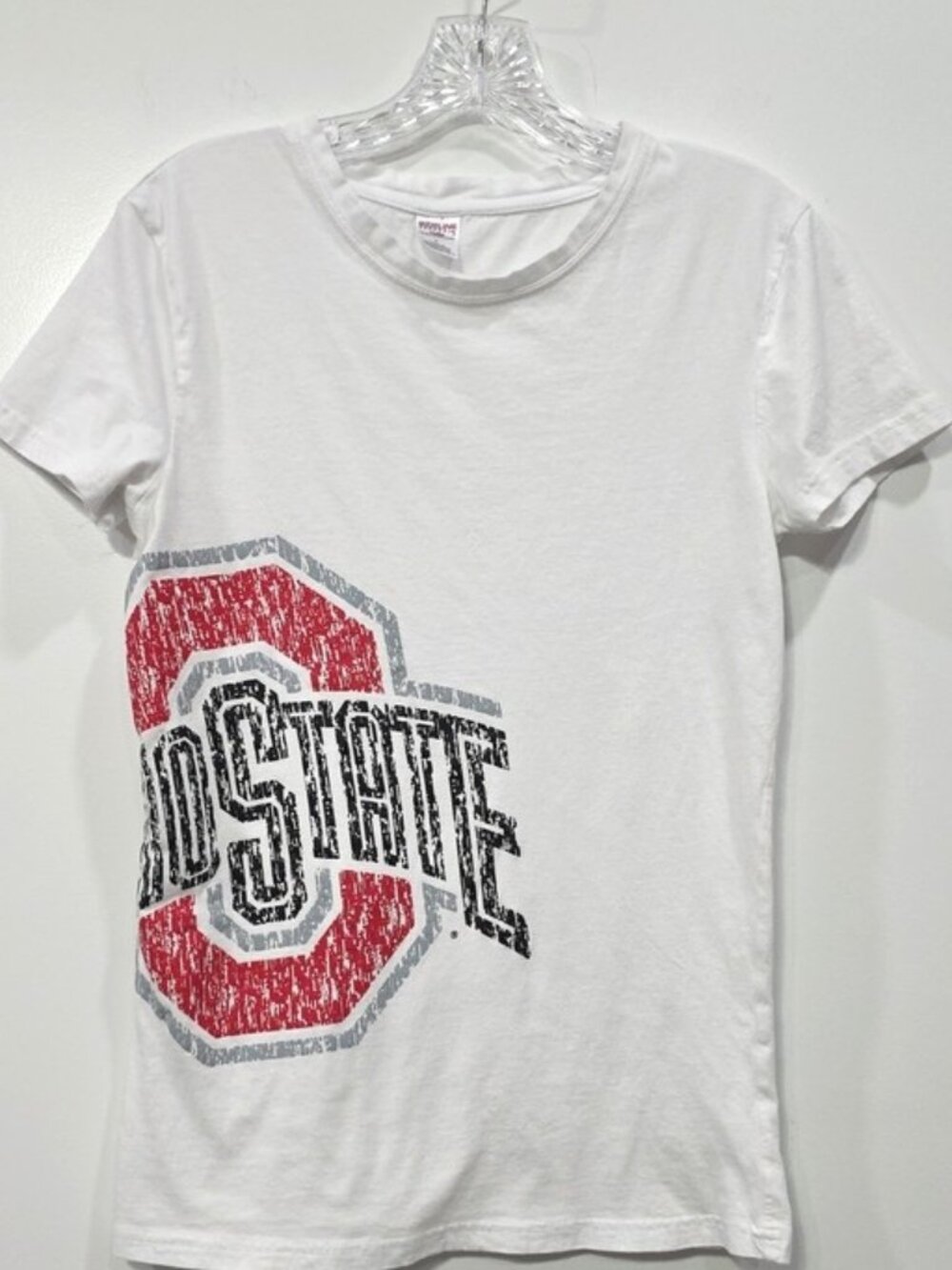 Ohio State Buckeyes Graphic White T-Shirt Women's Large Football Side Print T17